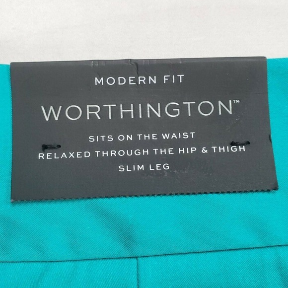 CC - Worthington Modern Fit Cropped Pants Women 12 Tropical Green Slim Leg NWT - Picture 3 of 6